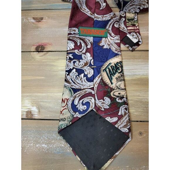 Tabasco Silk Wine OYSTERS Avery Island Paisley Fun Tie 57" Statement Staple 324 - Picture 4 of 8